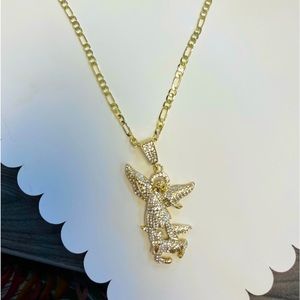 14k gold plated angel pendant with 22 inch chain